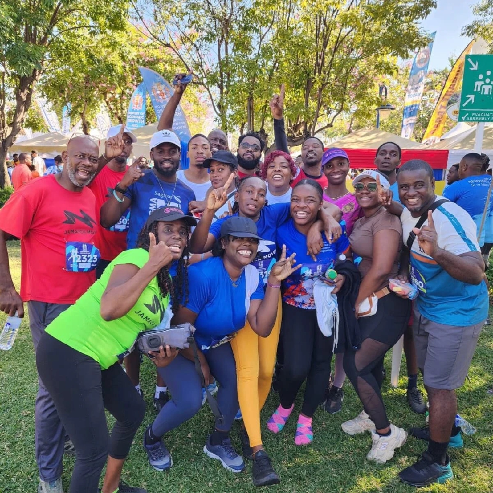 A workplace team celebrating their participation in Jamaica Moves